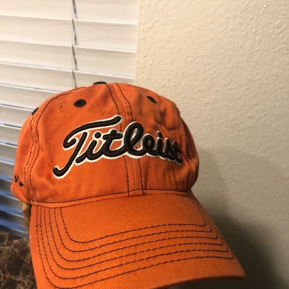 Titleist Pro V1 Men’s Orange Weather Strapback Golf Cap Adult OSFA - Picture 5 of 16